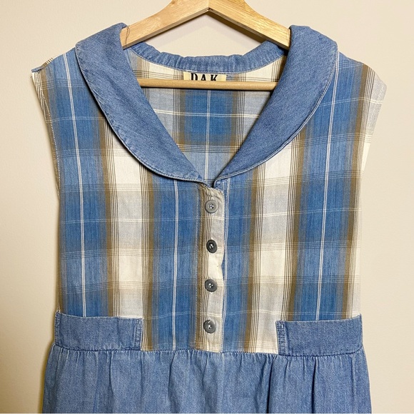 D.A.K Vintage 90s Denim Plaid Sundress - Picture 2 of 5